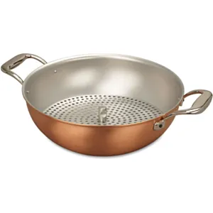 Falk Bakreni Wok z dvema ročajema in vložkom za dušenje 28 cm; 4,5 l