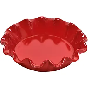 Emile Henry keramična posoda za peko pit z valovitim robom premera 27 cm Rdeča
