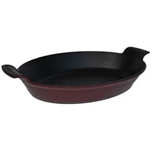 Litoželezna ovalna ponev 16 cm z dvema ročajema Maroon