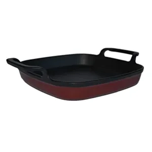 Litoželezna pravokotna ponev 16x16 cm z dvema ročajema Maroon