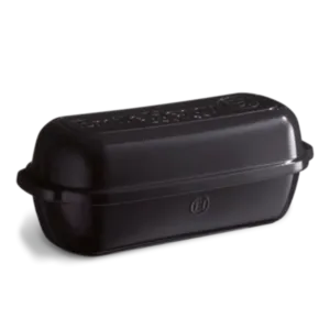 Emile Henry velika keramična posoda za peko kruha s pokrovom 39,5x16x15cm Črna