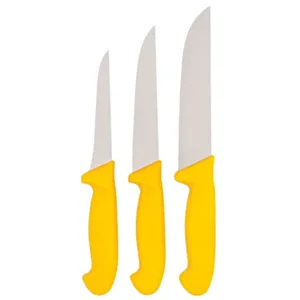 Profesionalni set mesarskih nožev 3 kosi - rumen ročaj